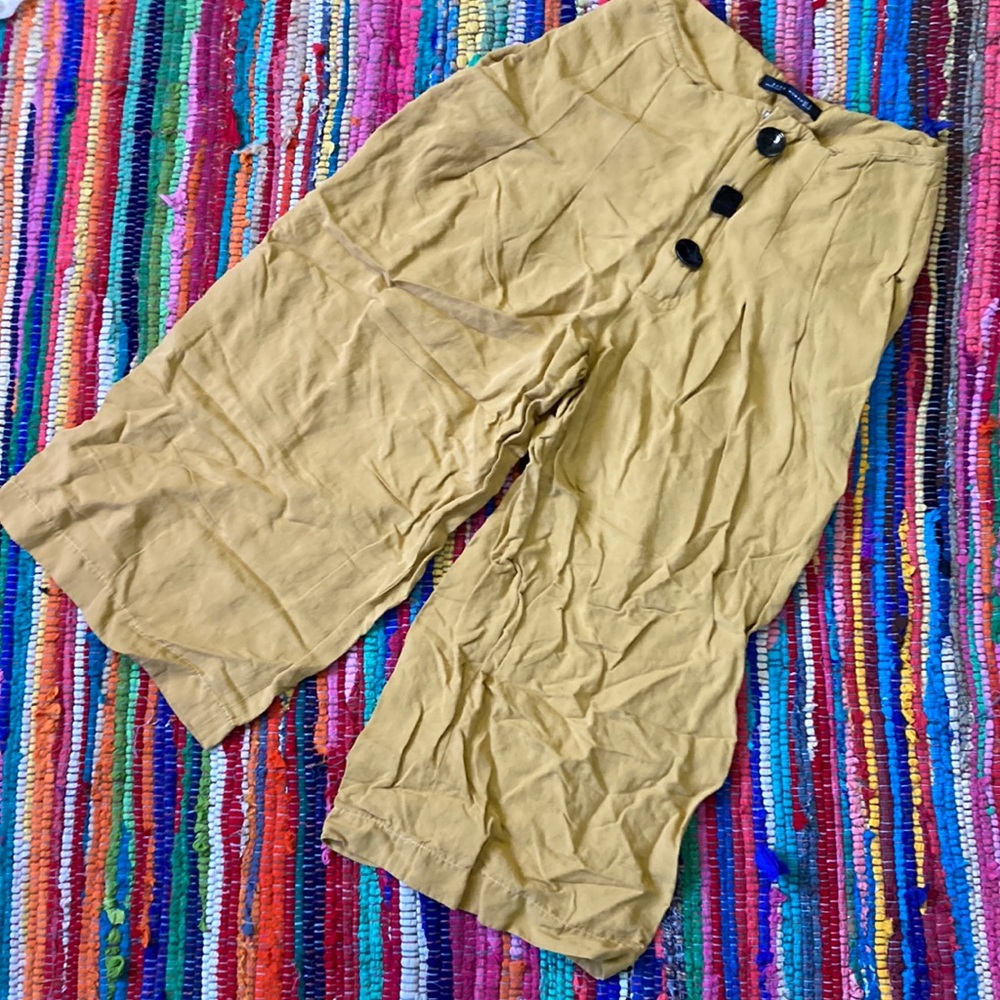 ZARA®️ Mustard 💛 Viscose + Linen Wide-Leg Culottes Women’s Size MEDIUM